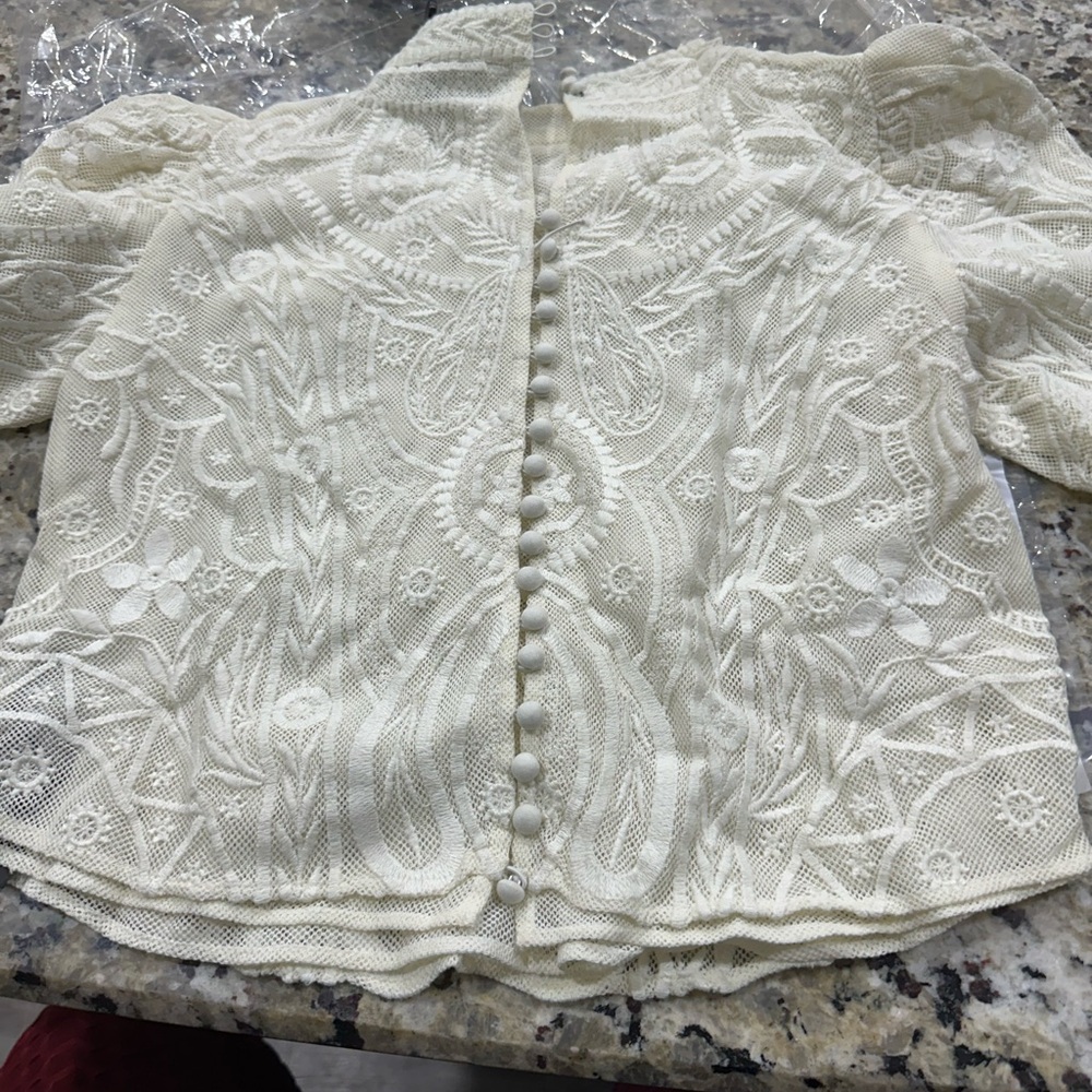 Elegant Lace Button-Up Blouse